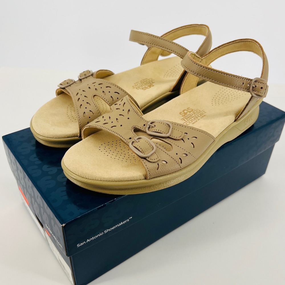 SAS Duo Natural Sandals 7 Wide Leather Tripad Comfort Womens Adjustable Ankle